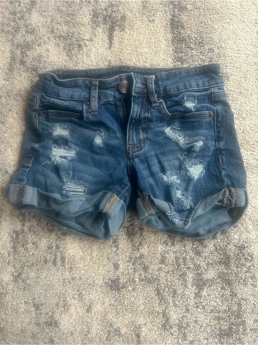 American Eagle Distressed Dark Blue Denim Women's Shorts Size 000